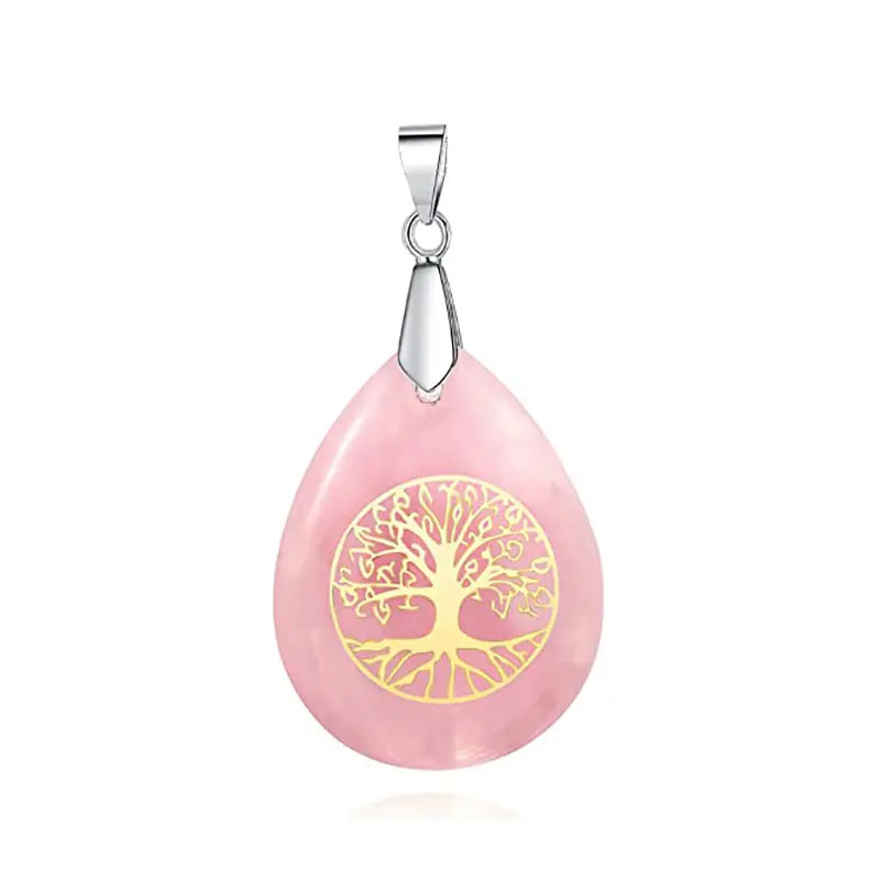 Tree of Life Pendant with Chain Natural Stone R...